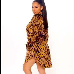 Fashion Nova Size Small Chetah Print Shirt Dress